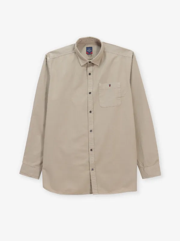 LOUIS PHILIPPE solid khakhi casual wear cotton shirt