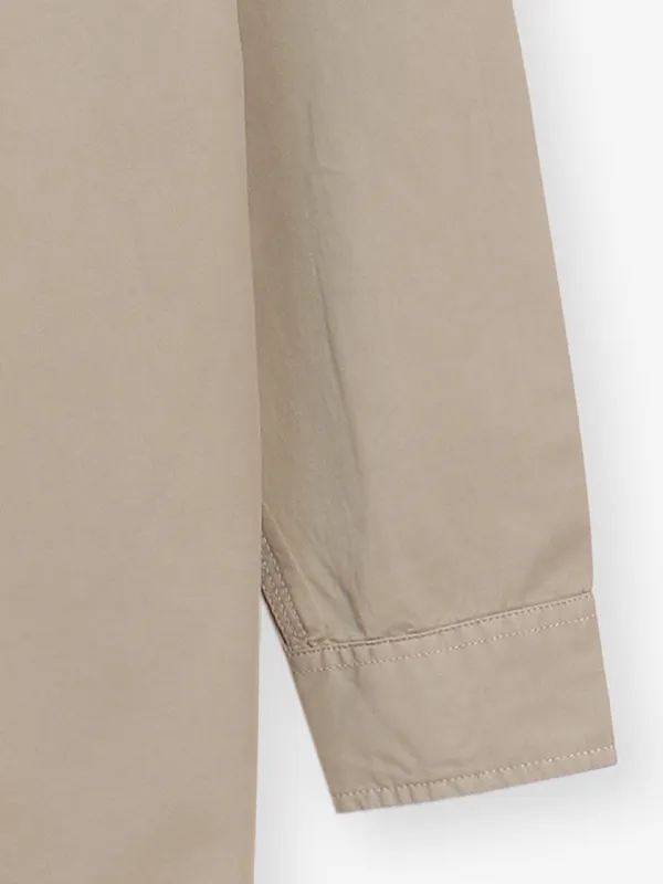 LOUIS PHILIPPE solid khakhi casual wear cotton shirt