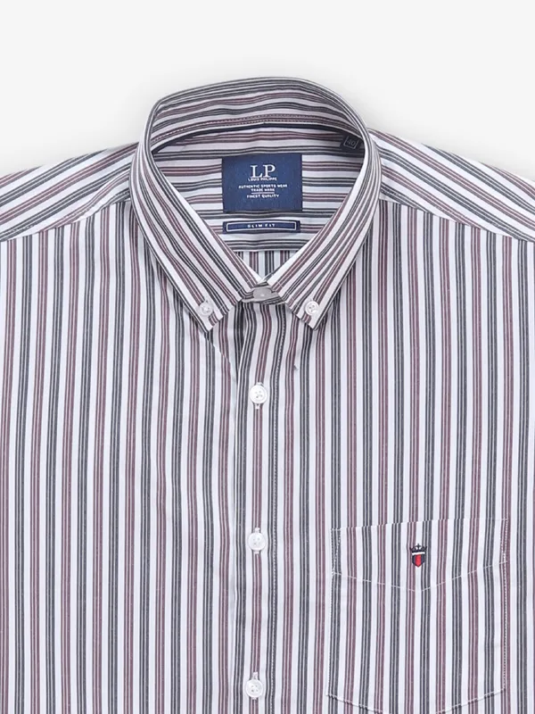 LOUIS PHILIPPE stripe grey and pink casual shirt