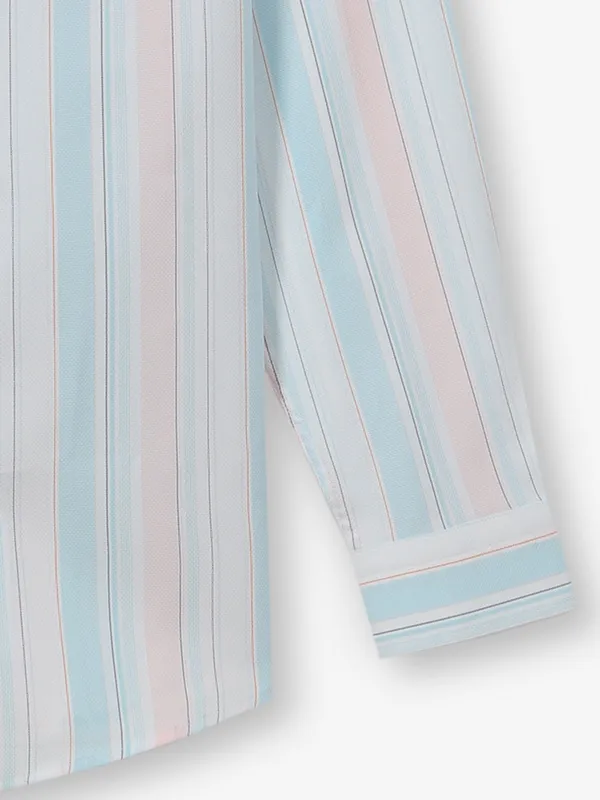 LOUIS PHILIPPE stripe sky blue shirt