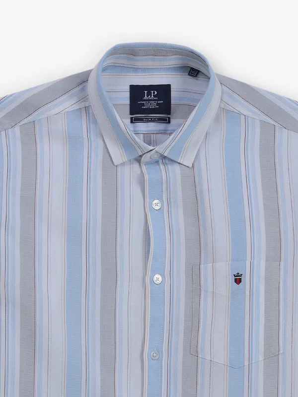 LOUIS PHILIPPE Stripped blue cutaway shirt for men