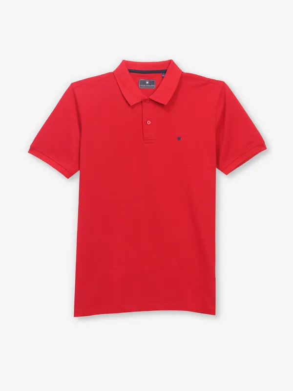 LOUIS PHILIPPE testured red cotton t-shirt