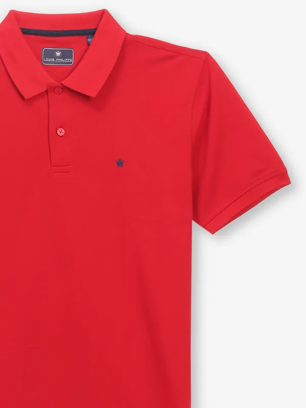 LOUIS PHILIPPE testured red cotton t-shirt