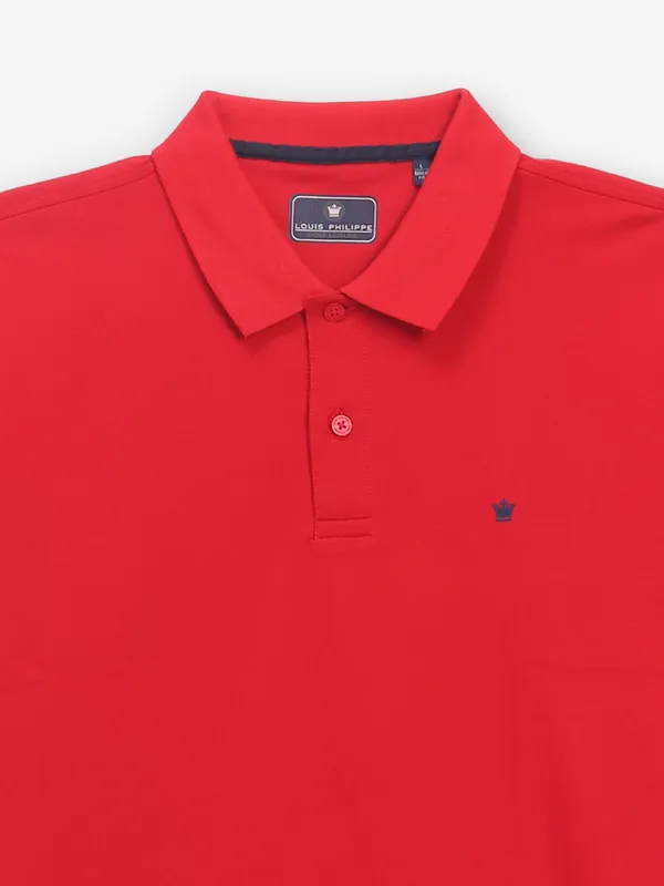 LOUIS PHILIPPE testured red cotton t-shirt