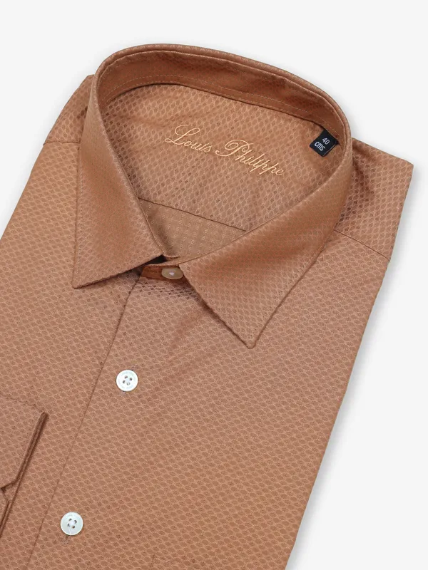 LOUIS PHILIPPE texture brown cotton shirt