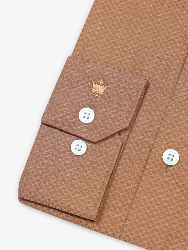 LOUIS PHILIPPE texture brown cotton shirt