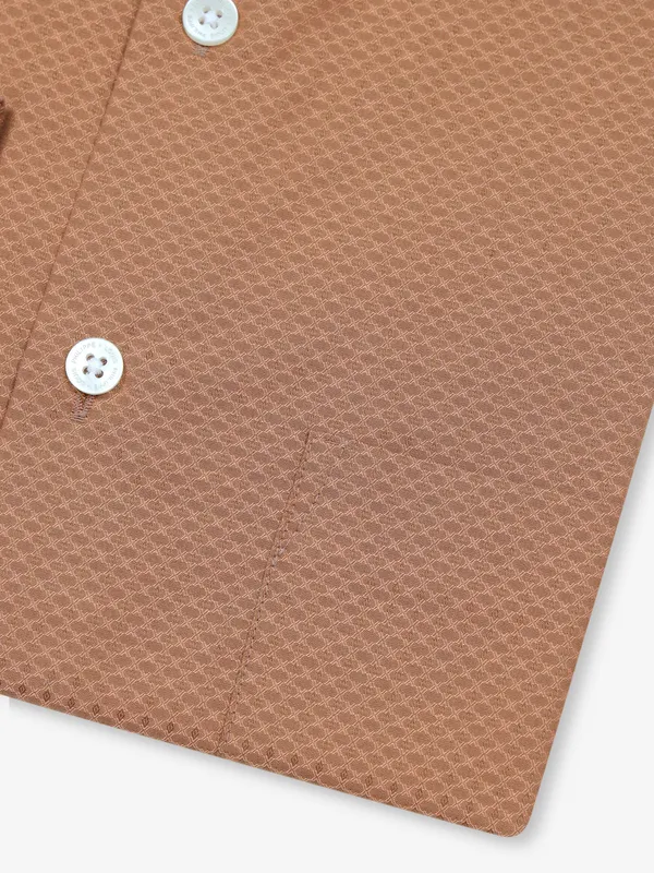 LOUIS PHILIPPE texture brown cotton shirt