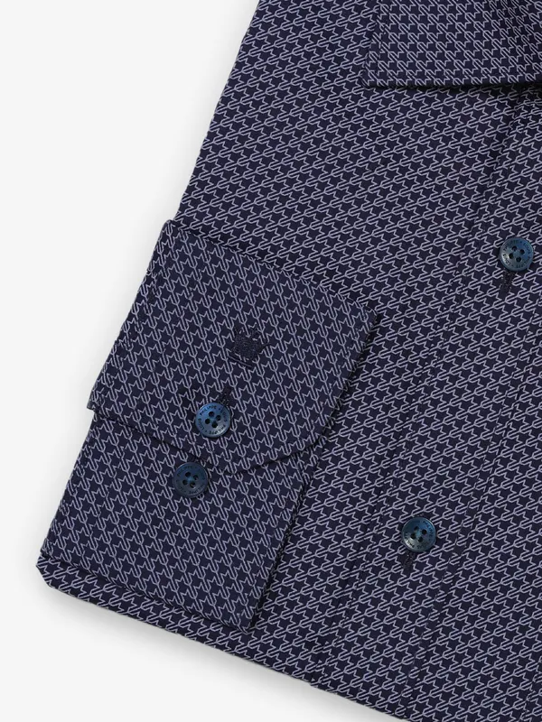 LOUIS PHILIPPE texture navy formal cotton shirt