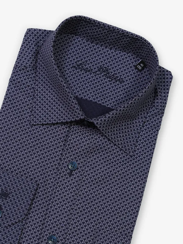 LOUIS PHILIPPE texture navy formal cotton shirt