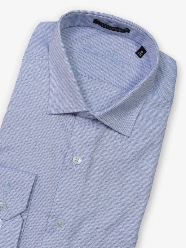 LOUIS PHILIPPE textured light blue slim fit formal shirt