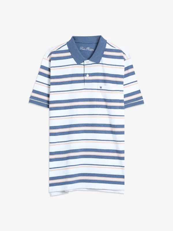 Louis Philippe white and blue polo t shirt