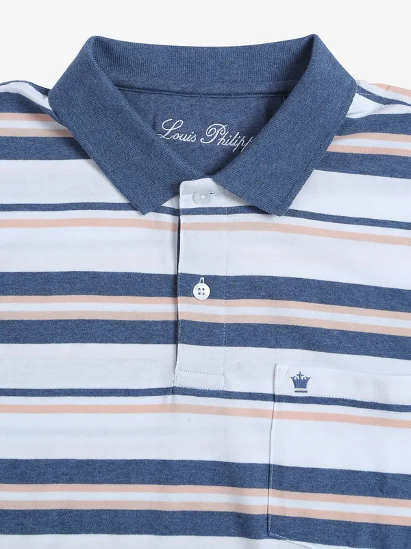 Louis Philippe white and blue polo t shirt