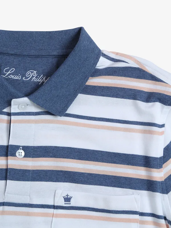Louis Philippe white and blue polo t shirt