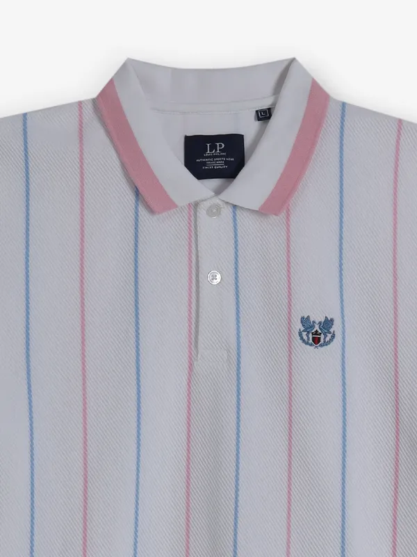 LOUIS PHILIPPE white and pink stripe t-shirt