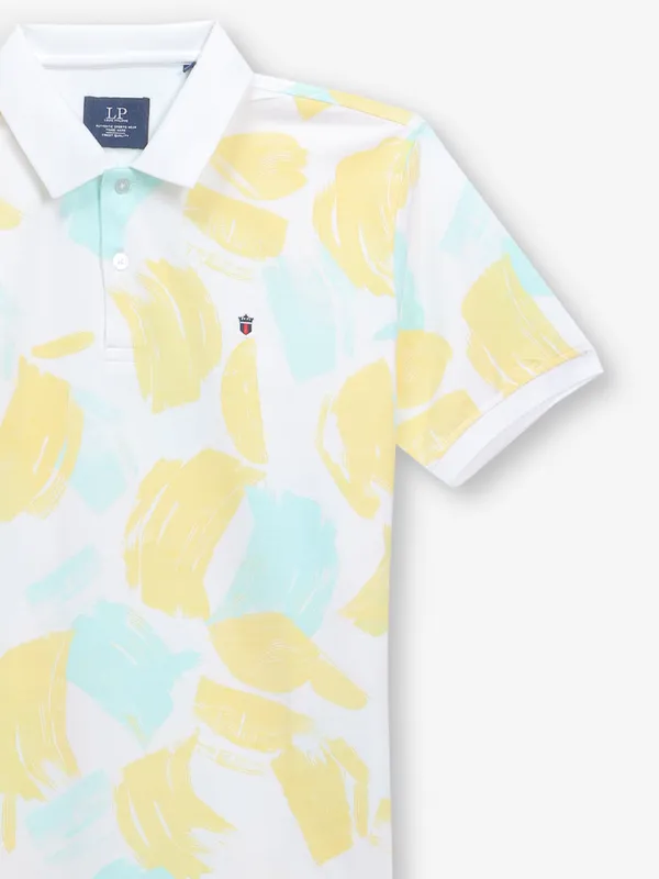 LOUIS PHILIPPE white casual cotton printed t-shirt