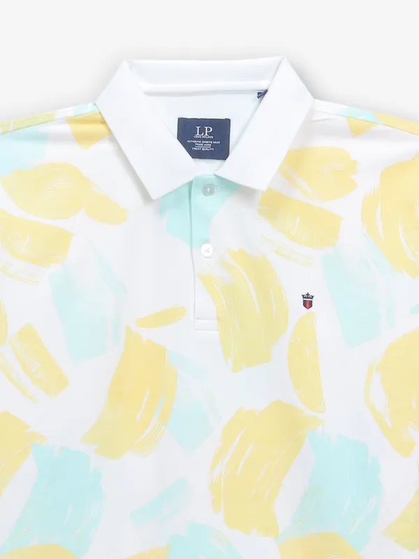 LOUIS PHILIPPE white casual cotton printed t-shirt