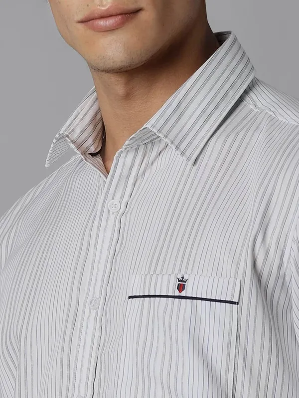 LOUIS PHILIPPE white lined cotton shirt