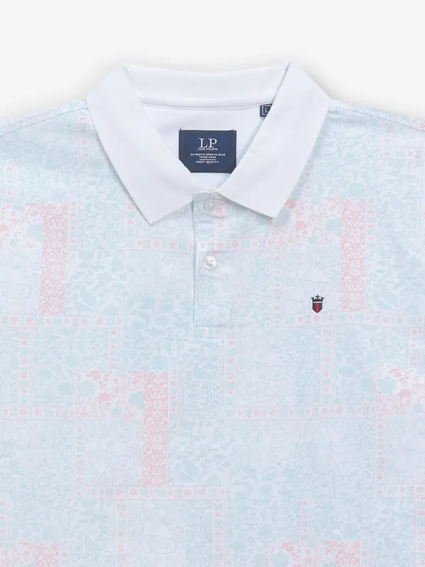LOUIS PHILIPPE white printed cotton casual t-shirt