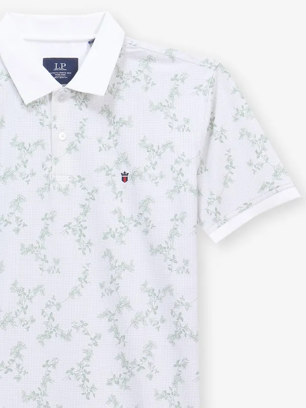 LOUIS PHILIPPE white printed polo cotton t-shirt