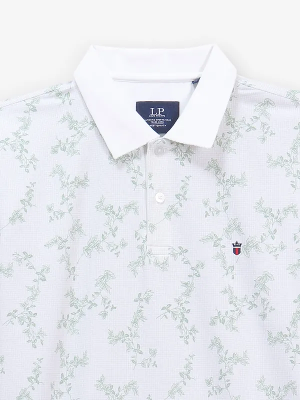 LOUIS PHILIPPE white printed polo cotton t-shirt