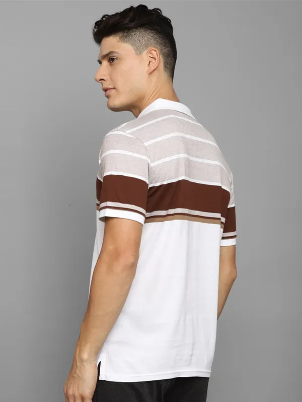 LOUIS PHILIPPE white stripe cotton t-shirt