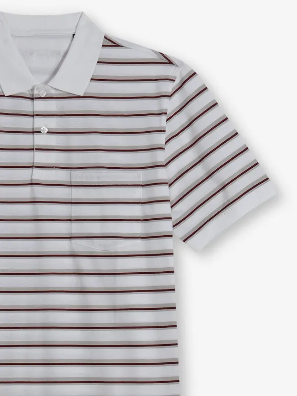 LOUIS PHILIPPE white stripe cotton t-shirt for men