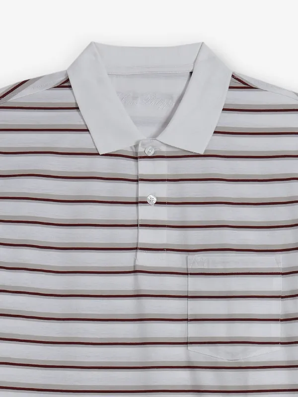 LOUIS PHILIPPE white stripe cotton t-shirt for men
