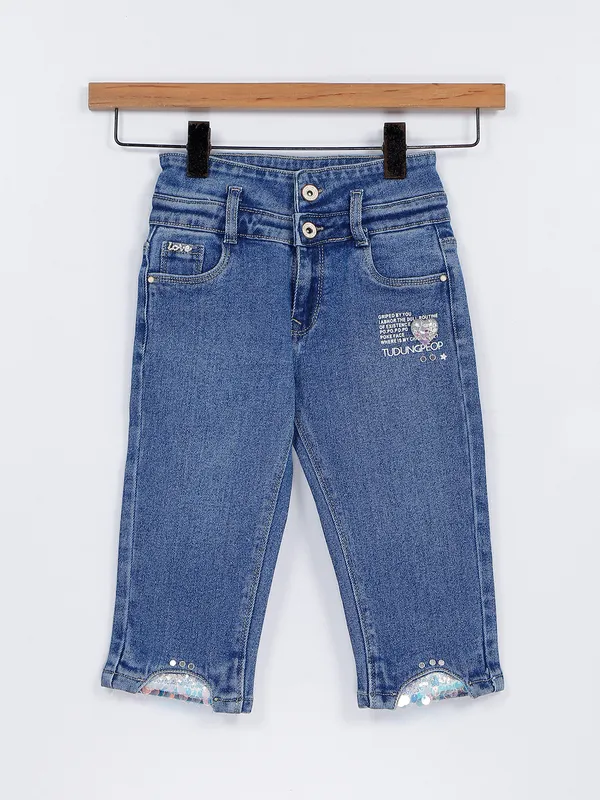 Lovekins blue hue denim capri