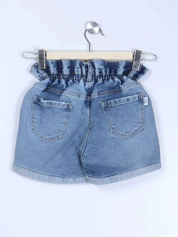Lovekins denim washed shorts in sky blue