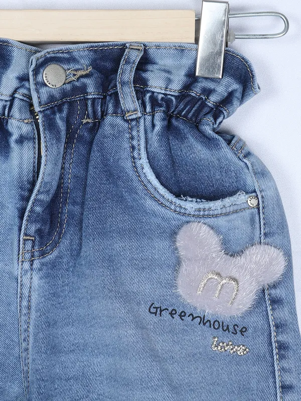 Lovekins denim washed shorts in sky blue