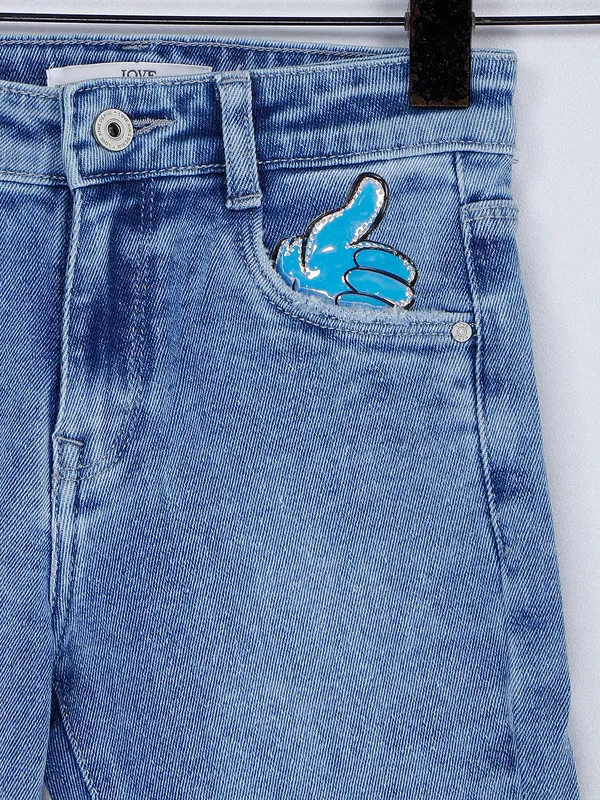 Lovekins light blue denim casual capri