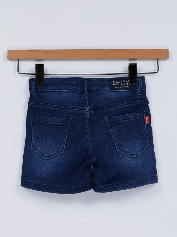 Lovekins washed denim shorts in dark blue