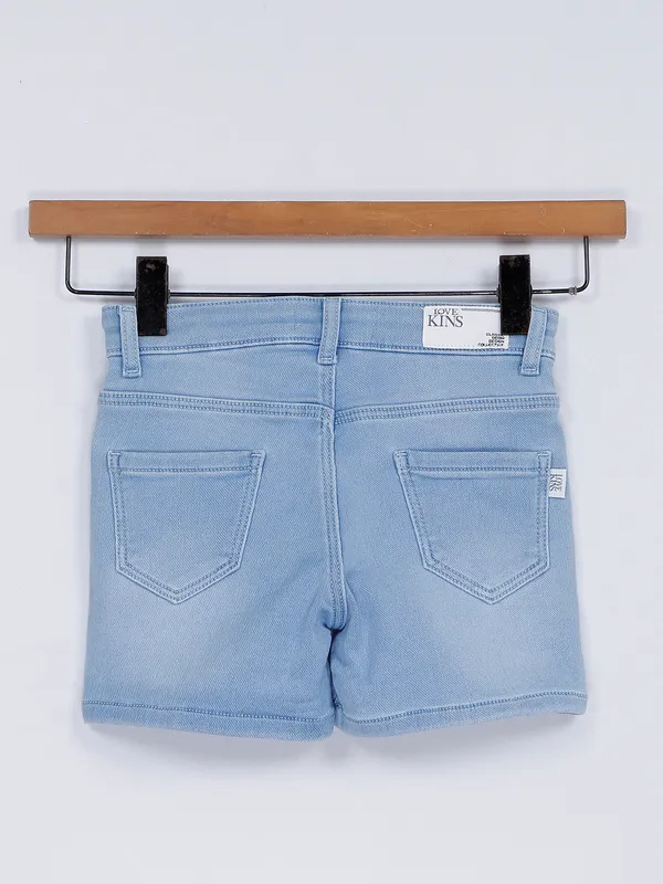 Lovekins washed ice blue denim girls shorts