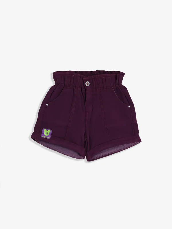 Lovekins wine solid cotton shorts