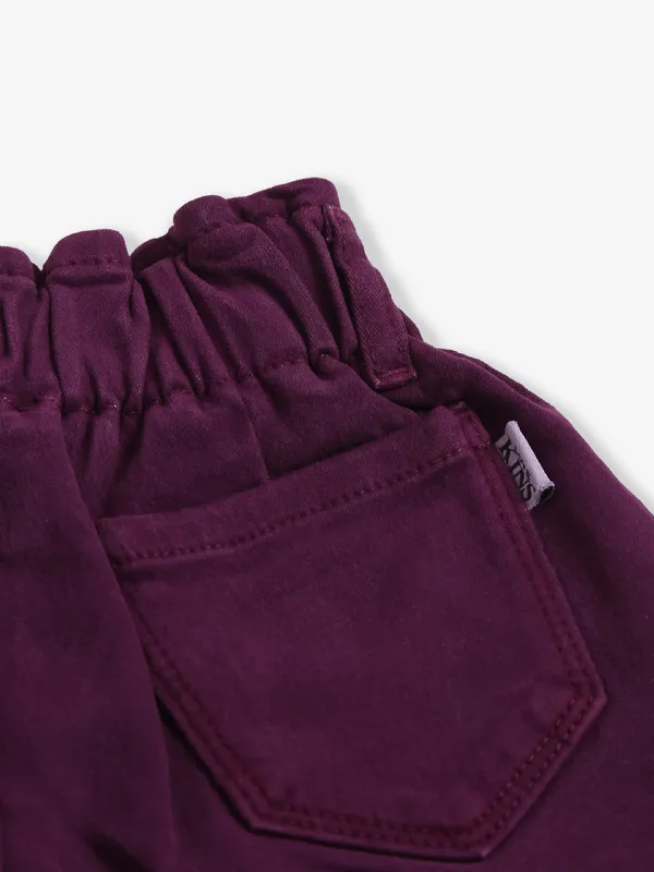 Lovekins wine solid cotton shorts