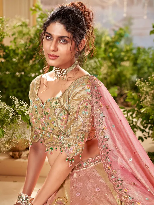 Lovely golden hue unstitched legenga choli