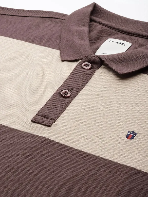 LP brown color block cotton t-shirt