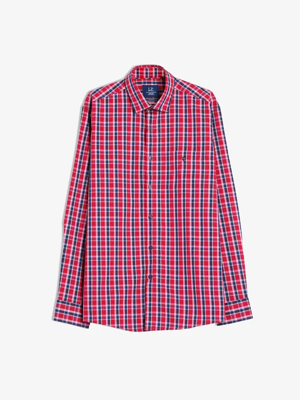 LP checks casual cotton red shirt