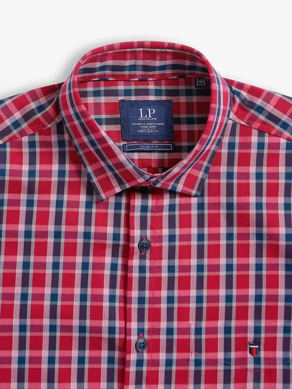 LP checks casual cotton red shirt