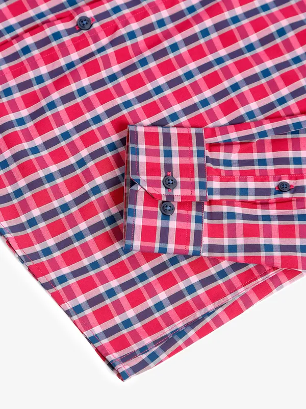 LP checks casual cotton red shirt