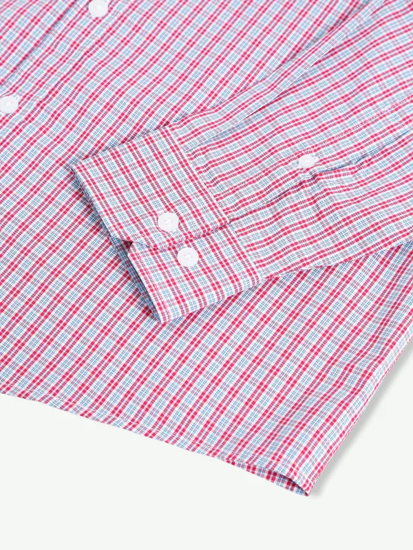 LP cotton red slim fit checks shirt