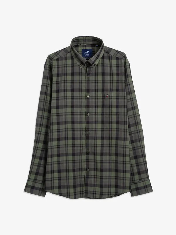 LP green checks slim fit shirt