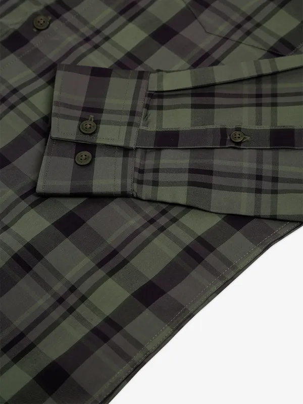 LP green checks slim fit shirt