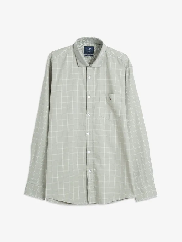 LP light green cotton checks shirt