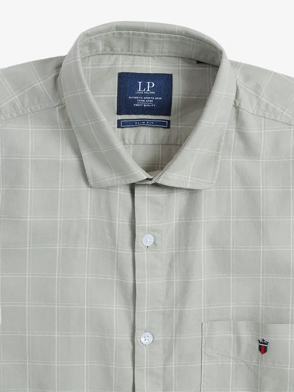 LP light green cotton checks shirt