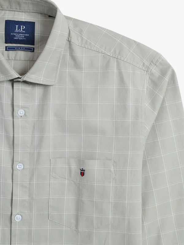 LP light green cotton checks shirt