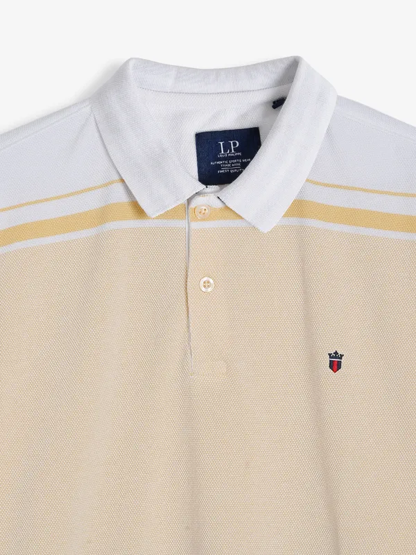 LP light yellow color block polo t shirt