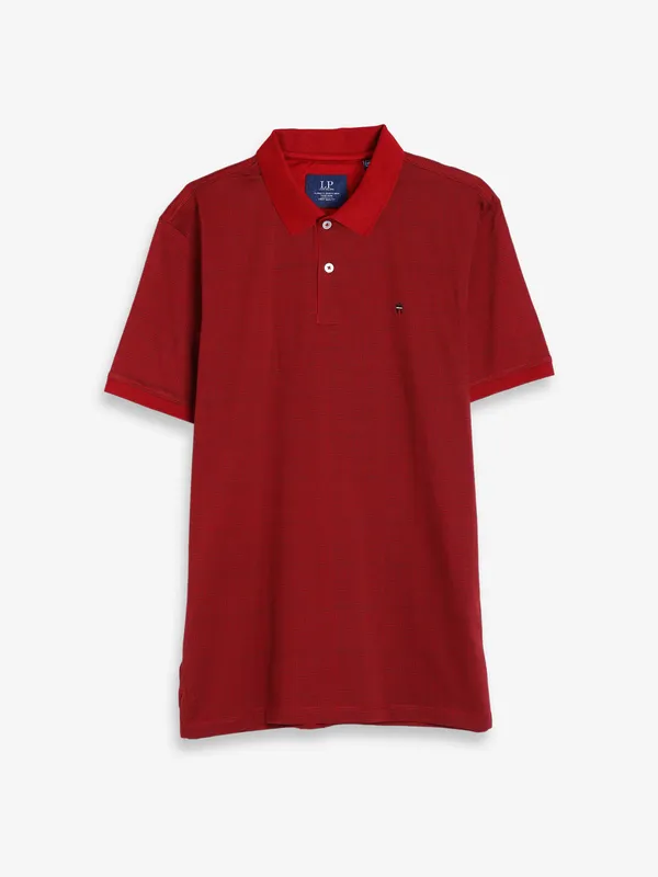 LP maroon printed polo t shirt
