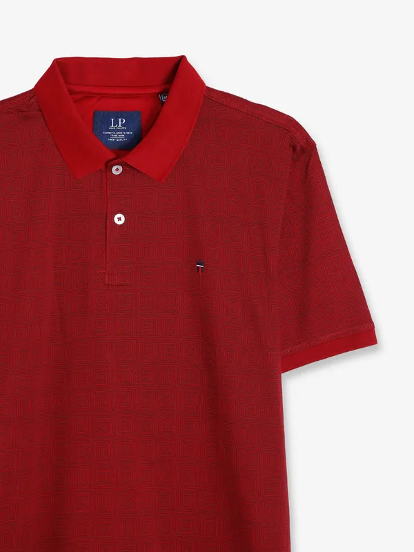 LP maroon printed polo t shirt