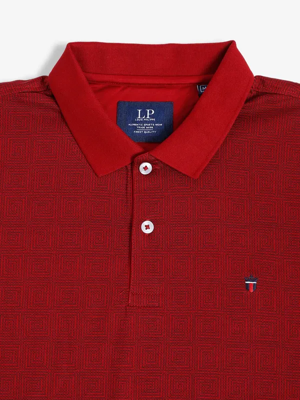 LP maroon printed polo t shirt